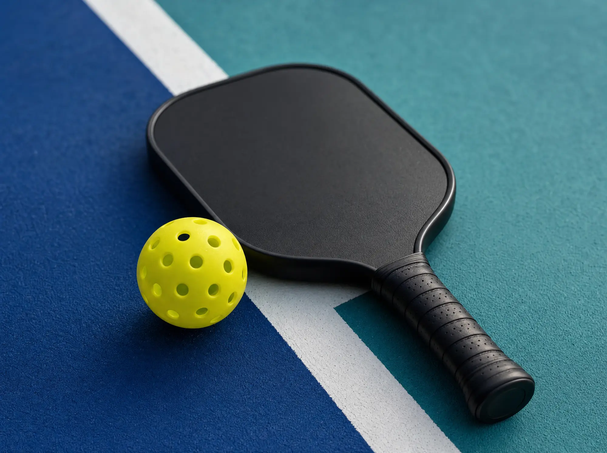 Macro shot of the perforated ball and paddle at the kitchen line